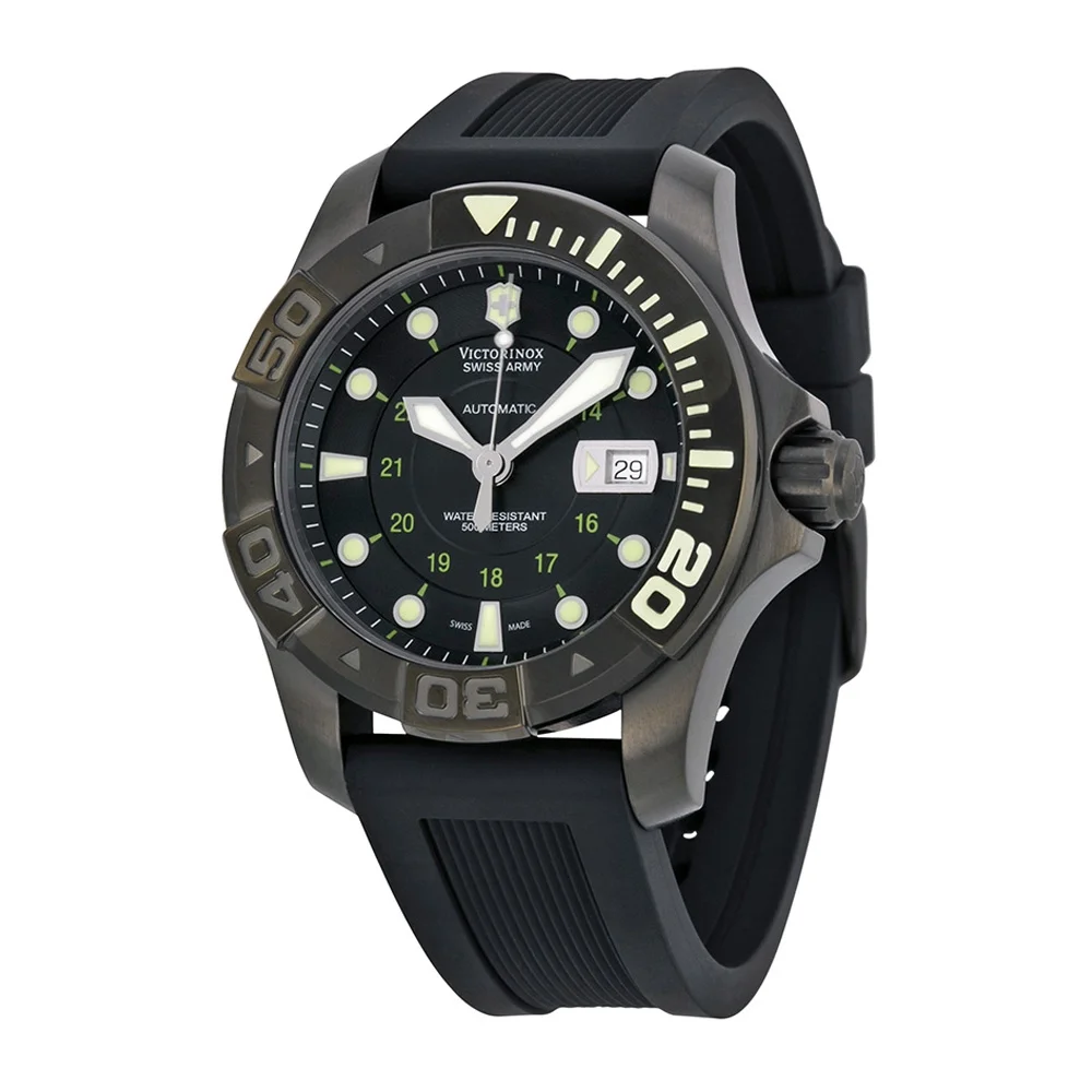 mechanical dive watch with silicone strap