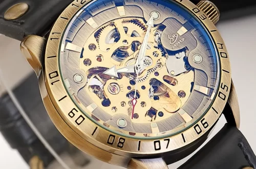 Artisan vintage mechanical watch with intricate dial design