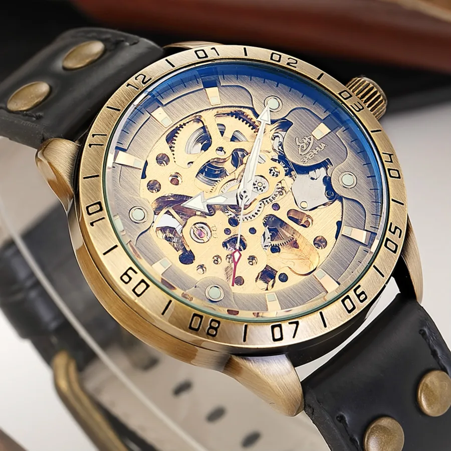 Artisan vintage mechanical watch with intricate dial design