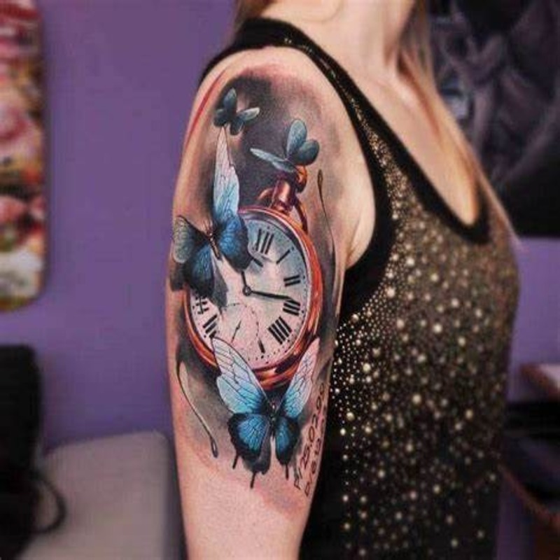 Women’s pocket watch tattoo