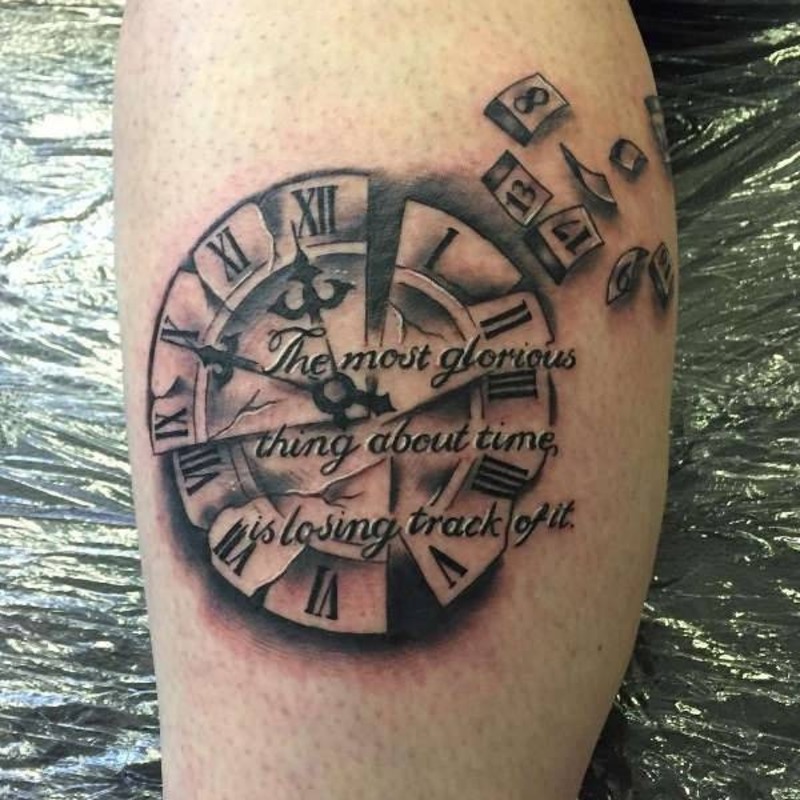 Broken pocket watch tattoo