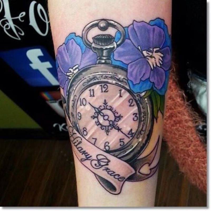 Women’s pocket watch tattoo