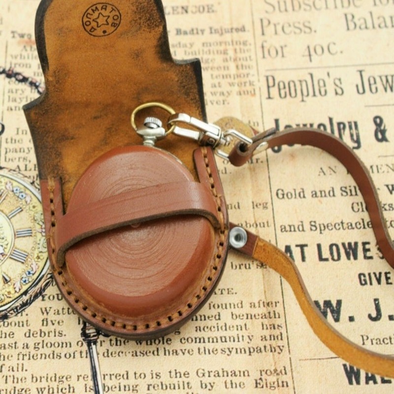 Vintage leather pocket watch strap