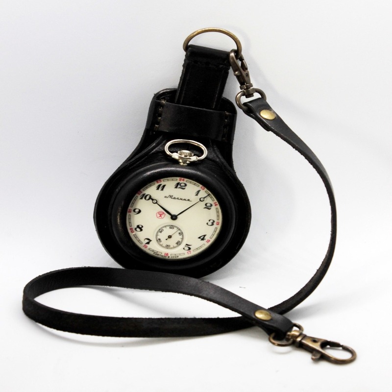 Vintage leather pocket watch strap